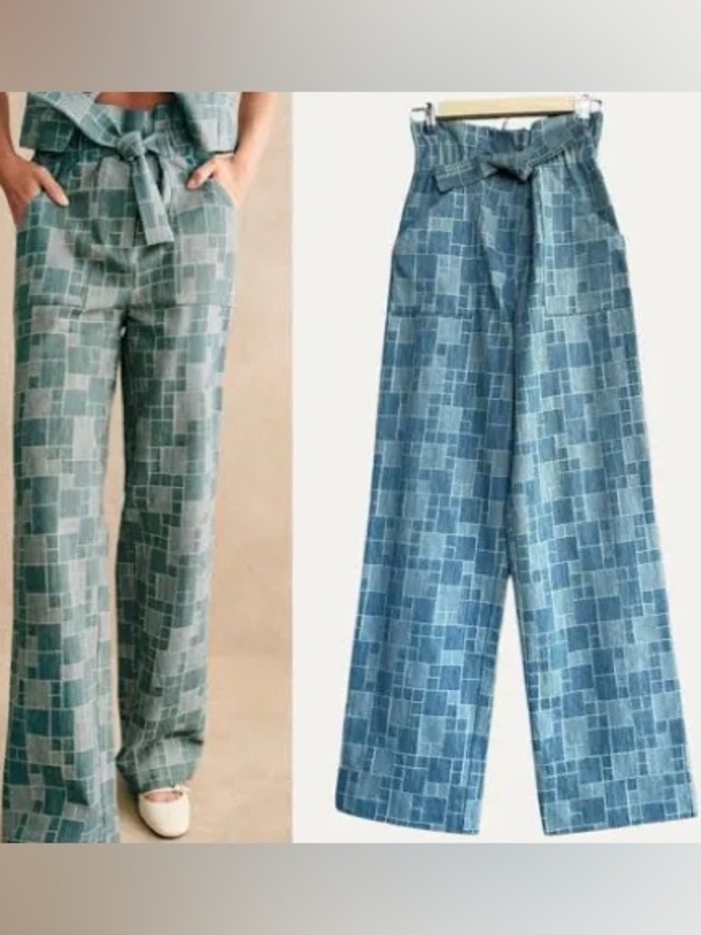 Sézane Andréas Trousers in Denim Patchwork Size 38 USA size 8